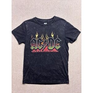 AC/DC Highway To Hell 1979 Tour Graphic T-Shirt Mens Small Black Acid Wash